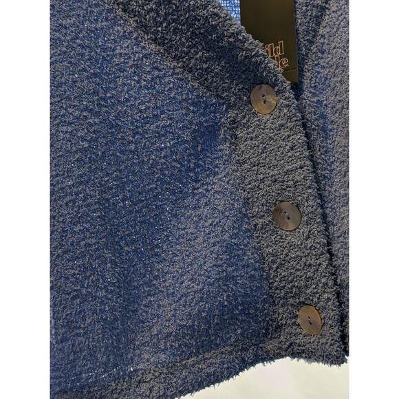 Cozy Cropped Cardigan Wild Fable Azure XS Blue Fuzzy VNeck Button Up Lightweight - Picture 8 of 9